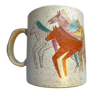 Laurel Burch Native Horses speckled mug- vintage